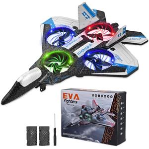 TLPEMN Getto da combattimento 4D RC con illuminazione a LED, 3 modalità di velocità, clip a 360° e rulli acrobazie, 2 batterie ricaricabili, facile da volare per bambini e principianti