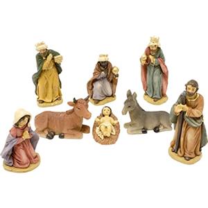 Joy Christmas Nativita' Cm.9, Set 8 Pezzi in Resina, 48200