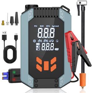 Journeyside Avviatore Batteria Auto 12V, 1200A Avviatore di Emergenza per Auto(Fino 5,0L Benzina e 3,0L Diesel) Portatile Booster Avviamento con Compressore da 150PSI, Cavo di Intelligente Avviamento
