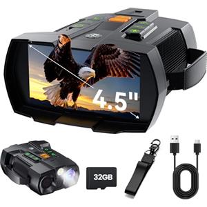 XOOIOOY Binocolo Visore Notturno 4K: 4,5" Night Vision con Batteria Ricaricabile Da 5000mAh - Visione Notturna 10X Digitale Zoom 7-Livelli Infrarossi - Regali Di Caccia Per Uomini/Papà/Marito - Campeggio