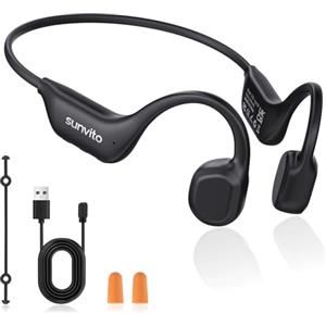 sunvito Cuffie a Conduzione Ossea Bluetooth 6.0, Auricolari Wireless Open Ear, Impermeabili IPX6, Connettività Doppia, 10 Ore di Autonomia, Cuffie Sportive per Corsa, Ciclismo e Palestra