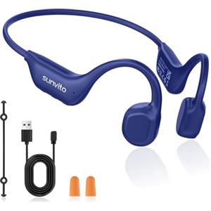 sunvito Cuffie a Conduzione Ossea Bluetooth 6.0, Auricolari Wireless Open Ear, Impermeabili IPX6, Connettività Doppia, 10 Ore di Autonomia, Cuffie Sportive per Corsa, Ciclismo e Palestra