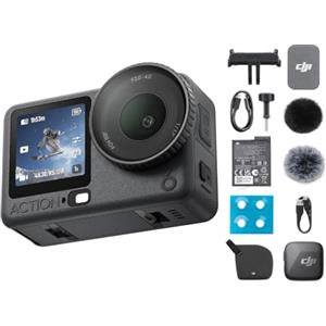 DJI Osmo Action 6 Combo Essenziale, 4K action cam con sensore quadrato 1/1,1″, apertura variabile da f/2,0 a f/4,0, resistente al freddo, batteria da 4 ore (Mic mini)