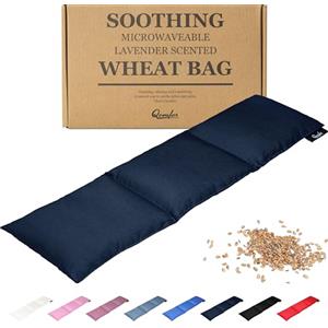 Qomfor - Cuscino termico in granuli per microonde - Blu scuro - Termoforo per microonde al profumo di lavanda/Cuscino riscaldante - Impacco termico a 3 camere per collo e spalle