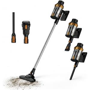BAKAJI Scopa Elettrica con Filo 3 in 1, Aspirapolvere BS3077 Ergonomica Potenza 600 W con Accessori e Filtro in Acciaio Inox, Serbatoio Svuotabile Capiente da 1000Ml, Silenzioso