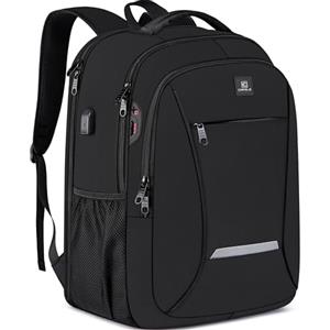 Cafele Zaino Unisex per Adulti e Adolescenti con Porta USB - Compartimento Laptop 17,3 Pollici per Lavoro, Università e Viaggi - Nero Impermeabile e Leggero