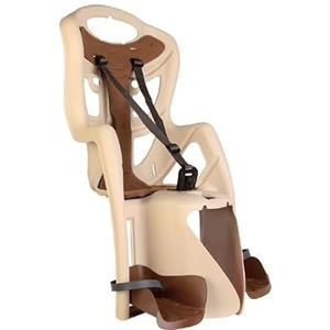 b bellelli Pepe - Seggiolino Bici Posteriore - Attacco Clamp - Si Fissa al Portapacchi - dai 9 Mesi ai 8 Anni - Max 22 kg - Colore Beige-Brown