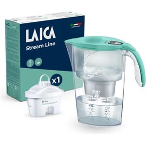 LAICA Caraffa Filtrante Stream Line bi-flux healthexpert (2,3L) - Riduce PFAS fino al 92%*, Aggiunge Magnesio - Timer Digitale e Coperchio "Quickfill" - 1 Filtro Incluso - Verde Acqua - Made in Italy