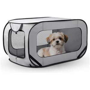 XJJAUGKLY Trasportino pieghevole per cani e gatti, 94 x 53 x 53 cm, fino a 25 kg | Trasportino per cani pieghevole, leggero e compatto, per viaggi e casa (grigio)