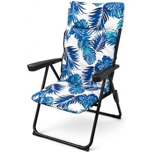 BAKAJI Sedia Sdraio Relax con Cuscino e Imbottitura ad Altissima Densità, Struttura Pieghevole Salvaspazio, Design Floreale, Braccioli Ergonomici, Ideale per Interno ed Esterno, 68 x 58 x 45 x 108 cm
