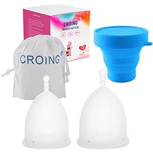 CROING ???????????????????????????????? ???????????????????????????????????? 2 Pezzi Coppe mestruali (Bianca)
