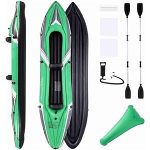 HOMASIS Kayak Gonfiabile a 2 Posti, Kayak da Pesca in PVC con Sedili Rimovibili, 2 Pagaie in Alluminio, Pompa a Mano e Kit per Riparazioni, Canoa Gonfiabile per Lago e Mare, 350 x 78 x 47 cm