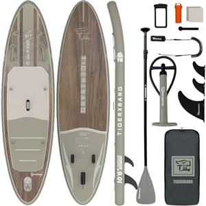 TIGERXBANG Tavola SUP Gonfiabile con Accessori, Stand Up Paddle Board Antiscivolo in EVA, SUP Gonfiabile 320cm per Adulti e Ragazzi, Ideale per Mare, Lago e Fiume, Verde