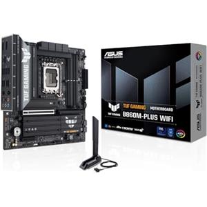 ASUS TUF GAMING B860M-PLUS WIFI, Scheda Madre Intel mATX, 12+1+2+1 Fasi di Alimentazione, Slot DDR5, PCIe 5.0, 3 Slot M.2, WiFi 7, Ethernet Realtek 2.5 GB, DisplayPort, HDMI, USB-C 20 Gbps, Nera