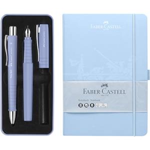 Faber-Castell 205284 - Set da scrittura Poly con penna a sfera XB, penna stilografica B e taccuino - DIN A5, 194 pagine, 100 g/m²