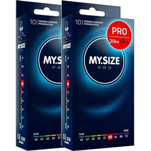 MY.SIZE PRO 20 Pezzi 60 mm Elite - preservativi XXL, lattice Vytex altamente purificato per meno odore, molto facili da aprire e srotolare
