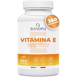 Bandini® Vitamina E 360 Compresse - Vitamina E 100% pura - Massimo dosaggio - Integratore alimentare di Vit E (tocoferolo puro) - Stress ossidativo, Capelli e Vista - Alternativa a softgels e capsule