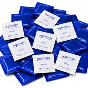 JOYDIVISION preservativi Nature 100 pezzi - preservativi premium trasparenti in lattice di gomma naturale, misura standard 53 mm, spessore 0,07 mm, extra sicuri e dermatologicamente testati