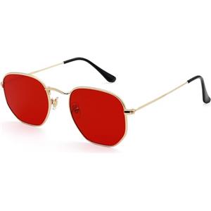 LHSDMOAT Occhiali da sole vintage poligonali anni '70 per uomo e donna, moda hippie carnevale occhiali da sole UV400 per guida, viaggi, feste e attività all'aperto