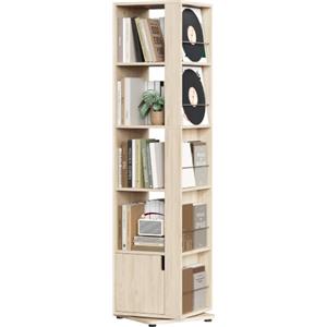 Yaheetech Libreria Girevole 360°, Scaffale Angolare a 5 Ripiani 42×42×169 cm, Libreria a Torre Grande Capacità con Ripiani Regolabili, Salvaspazio per Soggiorno, Camera da Letto, Studio (Legno Chiaro)