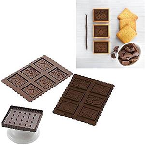 silikomart | CKC04 Stampo in Silicone per Cioccolatini COOKIE GNAM GNAM SLIM, Antiaderente, 6 Cioccolatini, Confezione da 1 Stampo per Dolci, Easy Choc, 47 x 57 mm, h 5 mm, Volume 33 ml, Made in Italy