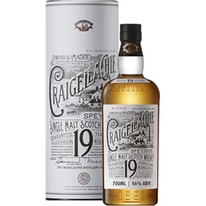 CRAIGELLACHIE Special Reserve 19 Anni Speyside Single Malt Scotch Whisky 70 cl, 46% vol. - Tubo Regalo, Botti di Primo Riempimento Sherry e Bourbon, Non Filtrato a Freddo, Bottiglia da Collezione