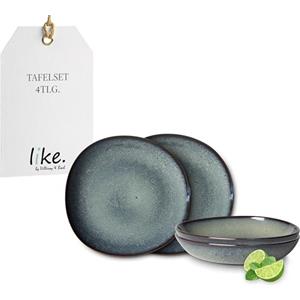 like. by Villeroy & Boch Lave set di stoviglie in terracotta, 4 pz., look pottery, servizio da tavola per 2 persone, grigio