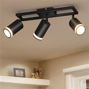 Dehobo Lampada Faretti LED da Soffitto Orientabili, Faretti da Parete Interno GU10 Nero, Moderna Plafoniera 3 Luce, Parete Interno per Barra Cameretta Cucina, Senza Lampadina