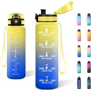JAPORIA Borraccia Sportiva 500ml, Borraccia con Filtro, senza Perdite, Bottiglia Acqua con Indicatore del Tempo, per Scuole, Campeggio, Viaggio
