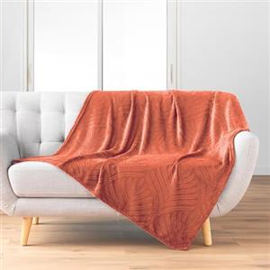 Douceur d'Intérieur Nelia Plaid, 125 x 150 cm, Flanella Goffrata, Tinta Unita, Terracotta
