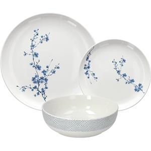 Tognana Orientale, servizio piatti 12 pezzi per 4 persone, porcellana, blu