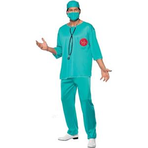 Smiffys Costume da chirurgo, verde con tunica, pantaloni, mantello e maschera Halloween