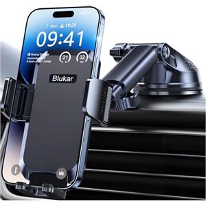 Blukar Porta Cellulare Auto, Upgrated Forte Aspirazione Supporto Porta Telefono Auto Universale per Parabrezza e Cruscotto, Accessori Automobili Compatibile con iPhone 17 Pro Max/17/16 Pro/15/14/13