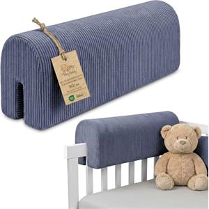 Totsy Baby Paracolpi lettino neonato antisoffoco 90 cm - Protezione schiuma per lettino fasciatoio e culla per i bordi del letto o della culla per bambini da 1 a 3 anni Velluto a coste Oeko-Tex Blu jeans