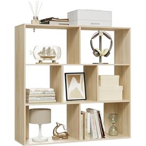 eSituro Scaffale Libreria Autoportante, 7 Cubi a Giorno, per Libri e Piante in Soggiorno e Camera da Letto, in Legno Truciolare, Rovere Chiaro, 100x30x100cm