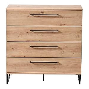AVANTI TRENDSTORE Avetrana - Cassettiera in legno laminato di colore quercia artisan e nero con 4 cassetti. Disponibile in diverse varianti. Dimensioni LAP 92x95x42 cm