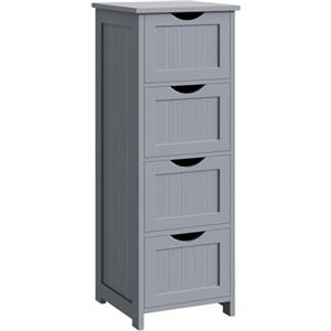 WOLTU Mobile da Bagno, Mobiletto Bagno Salvaspazio, con 4 Cassetti, 30 x 30 x 82 cm, Armadio Autoportante, per Sala da Pranzo, Cucina, Stile Moderno, Grigio BZS07hgr