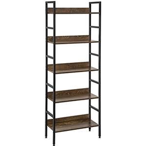EUGAD Scaffale Libreria a 5 Ripiani Design Industriale Scaffalatura Portaoggetti Moderna per Studio Sala Ufficio Legno scuro 0010ZWJ