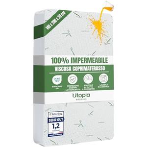 Utopia Bedding Coprimaterasso Matrimoniale Impermeabile 140 x 200 x 30 cm, Certificato OEKO-TEX, Proteggi Materasso, Traspirante, Lavabile, Stile Montato Tutto Intorno Elastico
