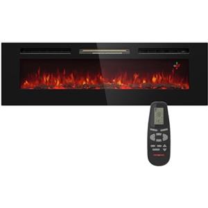 Klarstein - Camino decorativo con fiamme LED, camino elettrico con riscaldamento ed effetto fiamma, elettrico da 1800 W telecomando, timer & termostato regolabile, a bassi consumi