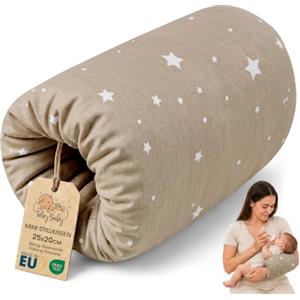 Totsy Baby Cuscino allattamento per bebe 20 cm - Cuscini a manica o a bracciale per l'alimentazione neonato piccolo cuscinetto per bambini o bambina Oeko-Tex Beige con stelle bianche
