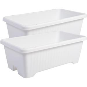 Iris Ohyama, Set da 2 Vaso per piante, fioriera d'aria con sistema di drenaggio dell'acqua per il giardinaggio - Air Vegetable Planter730, Bianca, 73W x 26H x 41D cm
