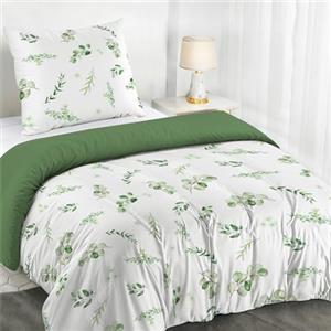 Dreamzie Copripiumino Singolo 140x200 cm con 1 Federe 65x65 cm - In Microfibra - Motivo Botanico Verde Salvia - Set Copripiumino Singolo 140x200