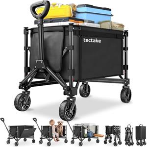 tectake®, Carrello con Ruote Portatutto a mano pieghevole, 120 L portata max 60 kg in acciaio, Carrellino con Ruote Portatutto, trolley con manico, ruote girevoli con freno, carrello spesa, campeggio