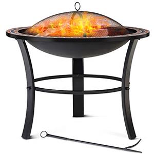 Gardebruk® Braciere Rotondo Fuoco da Esterno Mosaico 76x76cm Parascintille Camino da Giardino Stufa Caminetto Patio