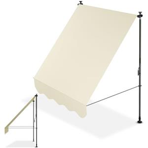 Juskys Tenda da Sole Manuale Kapstadt 150x120 cm - Tenda da esterno regolabile, senza foratura, impermeabile, resistente ai raggi UV, verticale e diagonale - Beige