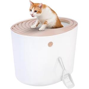 Iris Ohyama Lettiera per Gatti, Fino a 7kg, 1 Pala, Beige, Ingresso Top, Cat Litter Trey, Chiuso, Per Gattini, Lato alto, Con cappuccio, Grande, Senza BPA, Profondo, Facile da pulire, PUNT-530