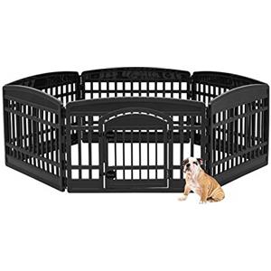 Iris Ohyama, Recinto per Cani da Interno, Plastica, Parco, Per Cucciolo, Gatti, Animali domestici, Interni, Esterni, Gabbia, Cuccia, Canile, A60cm/6 Pannelli, Nero, CI-606E