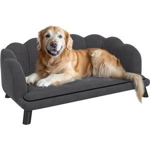 PawHut Divano Imbottito per Cani Taglia Medio-Grande Max. 25kg con Rivestimento Morbido, Sfoderabile e Lavabile, Grigio