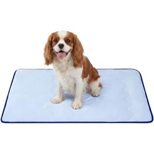 Deconovo Tappetino Rinfrescante per Cani e Gatti 102x74 cm, Tappeto Fresco Double Face con Tessuto Cooling e Morbida Spugna, Trapuntato e Lavabile, Materassino Estivo per Cuccia, Divano e Auto, Blu